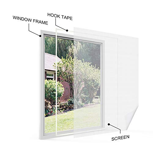 Apalus Fliegengitter Fenster, Zuschneidbar auf Fenstergrößen bis 130x150cm, Insektenschutz mit Starkem Klettband, Kinderleichte Montage, Presshilfe und Zuschneider Inklusive, Weiß Lifestyle-Webshop