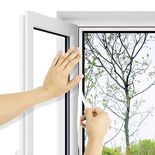 Apalus Fliegengitter Fenster, Zuschneidbar auf Fenstergrößen bis 130x150cm, Insektenschutz mit Starkem Klettband, Kinderleichte Montage, Presshilfe und Zuschneider Inklusive, Weiß Lifestyle-Webshop