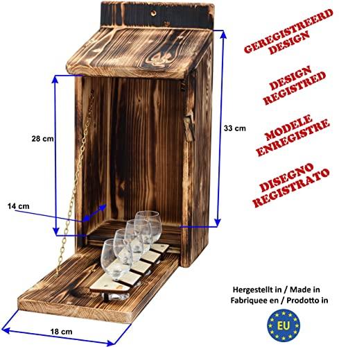 Holz Vogelhaus mit Platz für Flasche Schnaps 0,7 Liter, Lustige Geschenke für Männer, für den Garten, Zwitscherbox mit Minibar, Geschenk, Geburtstag Lifestyle-Webshop