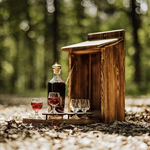 Holz Vogelhaus mit Platz für Flasche Schnaps 0,7 Liter, Lustige Geschenke für Männer, für den Garten, Zwitscherbox mit Minibar, Geschenk, Geburtstag Lifestyle-Webshop