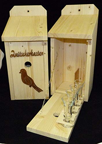 Vogelhaus Schnapsbar Garten Geschenk Zwitscherkasten mit Vogelmotiv Lifestyle-Webshop