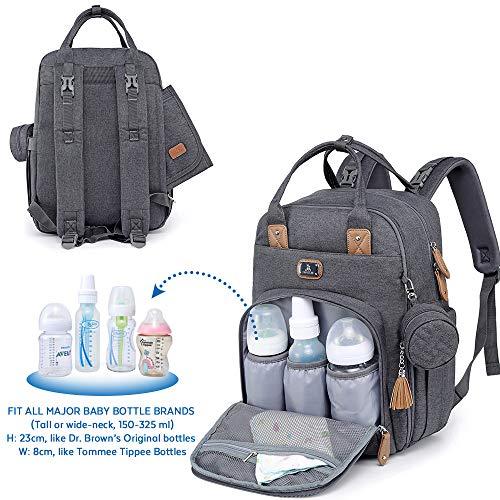 Wickeltasche Rucksack - Dikaslon Großer Wickelrucksack mit Multifunktions-Babytaschen und mobiler Wickelauflage - Schnullerhalter und Kinderwagengurte - für Mama und Papa (dunkelgrau), Einheitsgröße Lifestyle-Webshop